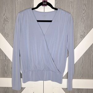 349. LOFT Women's Light Blue Wrap Top Small